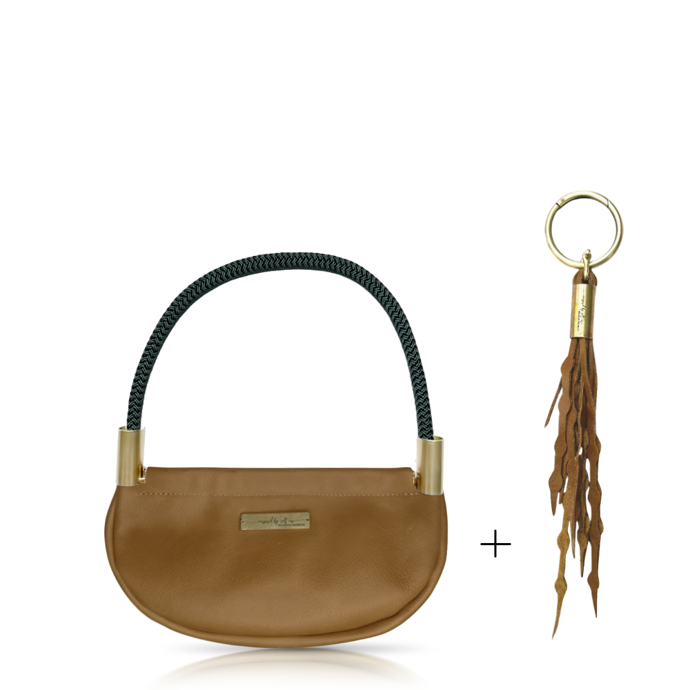 Clam Shell #Rope Color_Pine Green#Rope Handle Length_Wrist (19")#Add Ons_Add a Matching Seaweed Tassel (save $10)