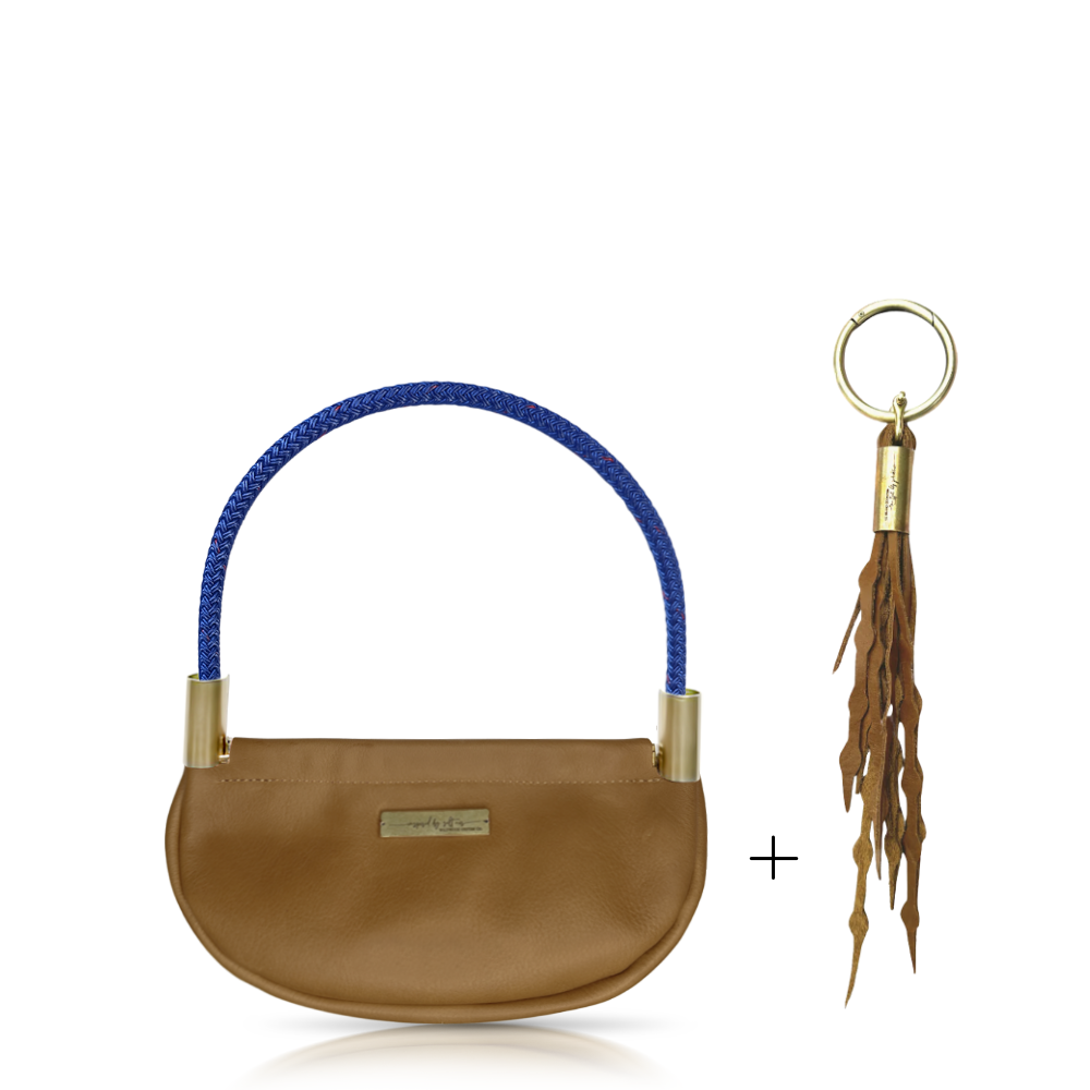 Clam Shell #Rope Color_Harborside Blue#Rope Handle Length_Wrist (19")#Add Ons_Add a Matching Seaweed Tassel (save $10)