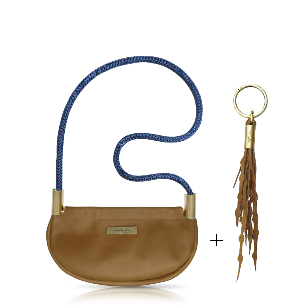 Clam Shell #Rope Color_Harborside Blue#Rope Handle Length_Shoulder (35")#Add Ons_Add a Matching Seaweed Tassel (save $10)