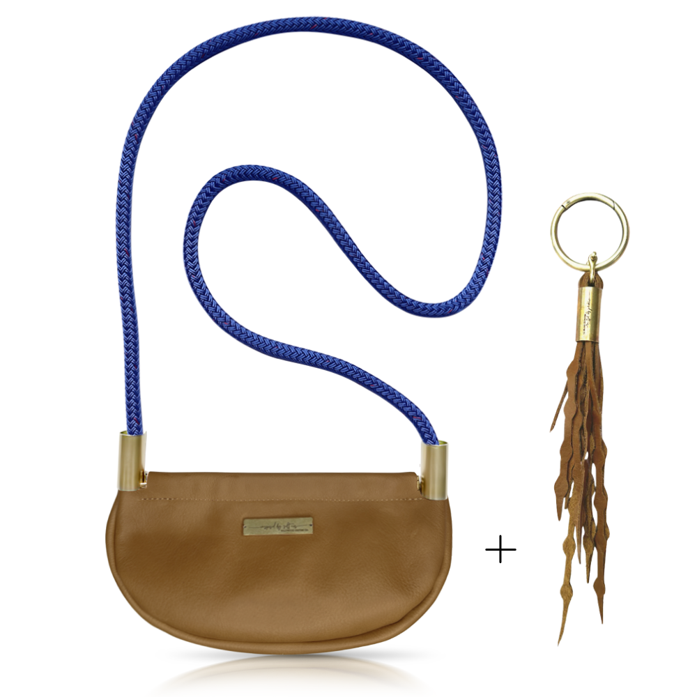 Clam Shell #Rope Color_Harborside Blue#Rope Handle Length_Crossbody (50")#Add Ons_Add a Matching Seaweed Tassel (save $10)