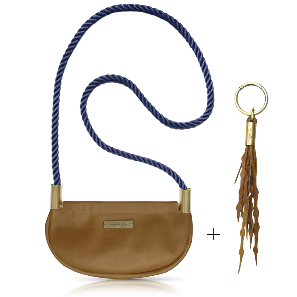 Clam Shell #Rope Color_New England Navy#Rope Handle Length_Crossbody (50")#Add Ons_Add a Matching Seaweed Tassel (save $10)