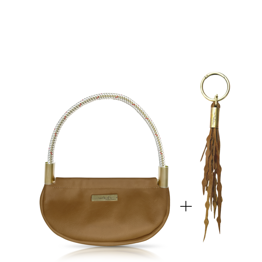 Clam Shell #Rope Color_Oyster Shell Gold#Rope Handle Length_Wrist (19")#Add Ons_Add a Matching Seaweed Tassel (save $10)