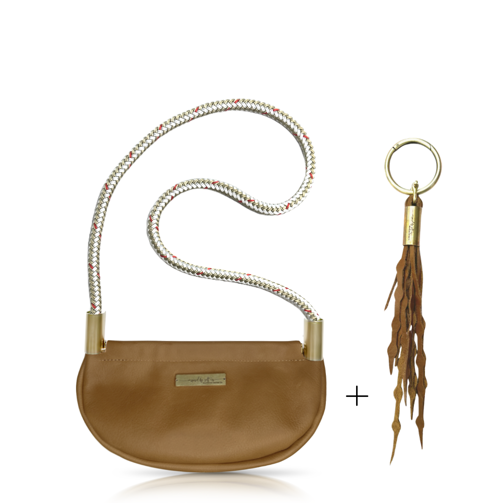 Clam Shell #Rope Color_Oyster Shell Gold#Rope Handle Length_Shoulder (35")#Add Ons_Add a Matching Seaweed Tassel (save $10)