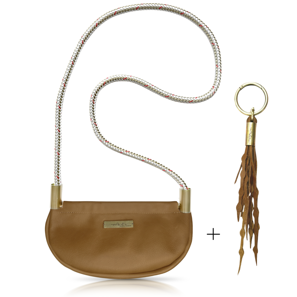 Clam Shell #Rope Color_Oyster Shell Gold#Rope Handle Length_Crossbody (50")#Add Ons_Add a Matching Seaweed Tassel (save $10)