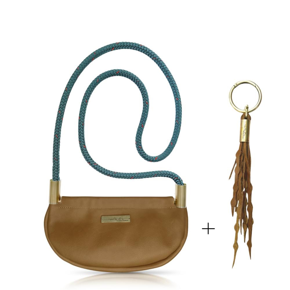 Clam Shell #Rope Color_Seaside Teal#Rope Handle Length_Crossbody (50")#Add Ons_Add a Matching Seaweed Tassel (save $10)