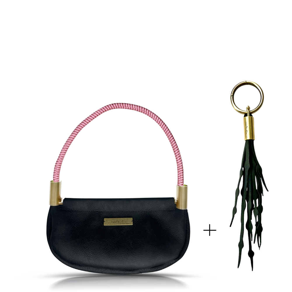 Clam Shell #Rope Color_Pink Beach Rose#Rope Handle Length_Wrist (19")#Add Ons_Add a Matching Seaweed Tassel (save $10)