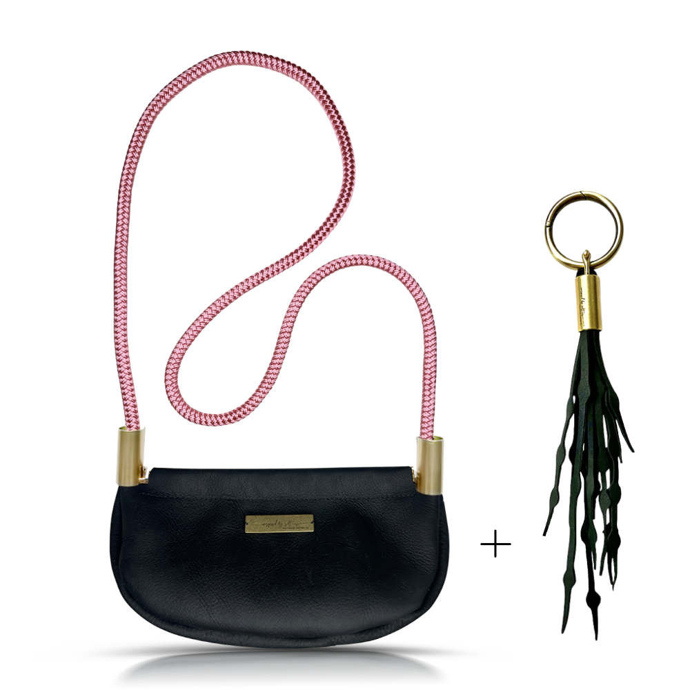 Clam Shell #Rope Color_Pink Beach Rose#Rope Handle Length_Crossbody (50")#Add Ons_Add a Matching Seaweed Tassel (save $10)