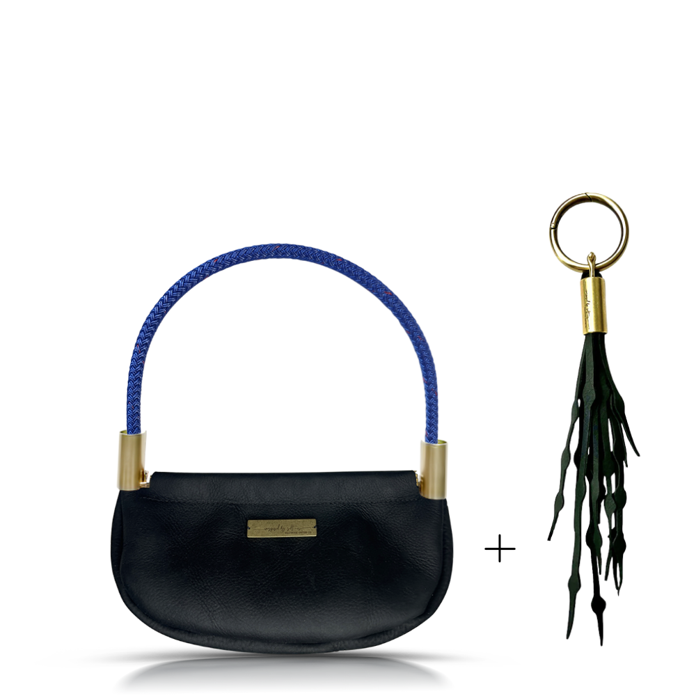 Clam Shell #Rope Color_Harborside Blue#Rope Handle Length_Wrist (19")#Add Ons_Add a Matching Seaweed Tassel (save $10)