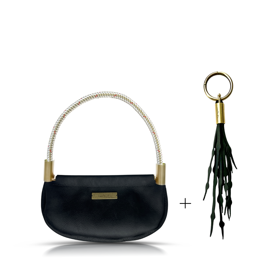 Clam Shell #Rope Color_Oyster Shell Gold#Rope Handle Length_Wrist (19")#Add Ons_Add a Matching Seaweed Tassel (save $10)