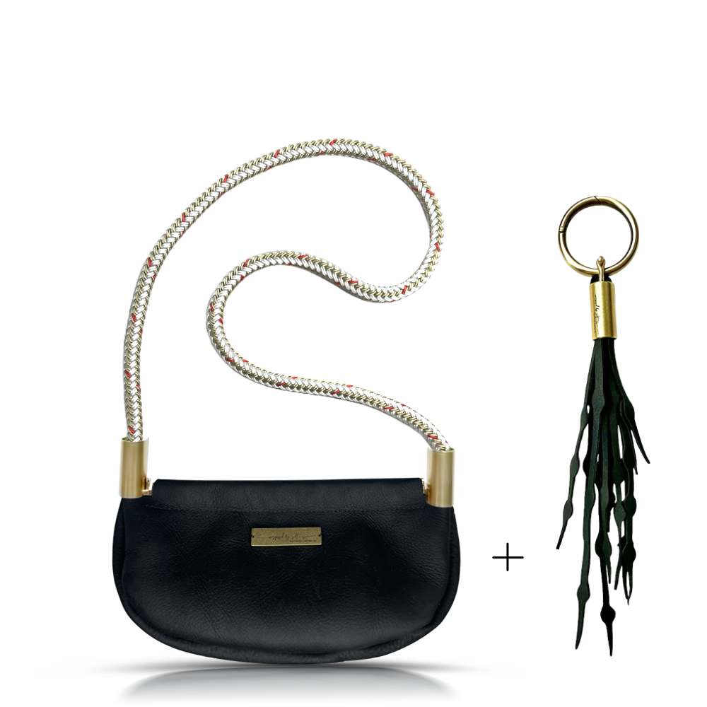 Clam Shell #Rope Color_Oyster Shell Gold#Rope Handle Length_Shoulder (35")#Add Ons_Add a Matching Seaweed Tassel (save $10)