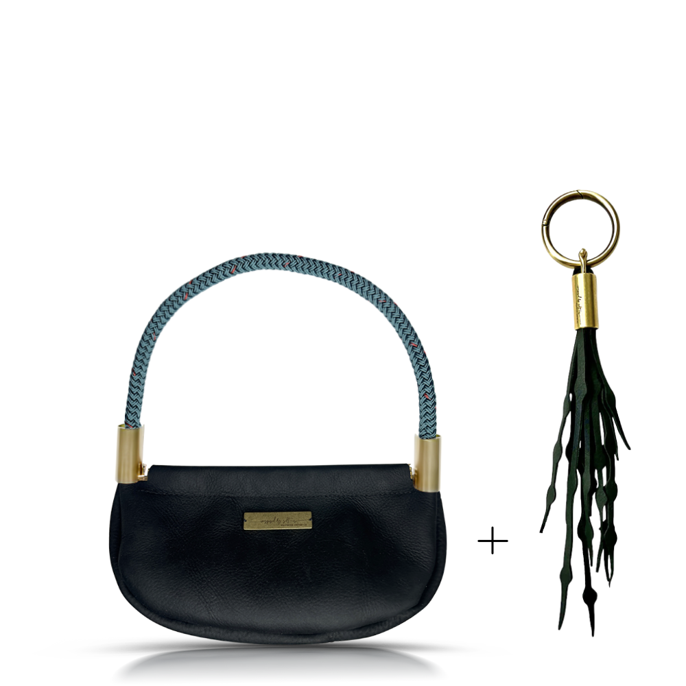 Clam Shell #Rope Color_Seaside Teal#Rope Handle Length_Wrist (19")#Add Ons_Add a Matching Seaweed Tassel (save $10)