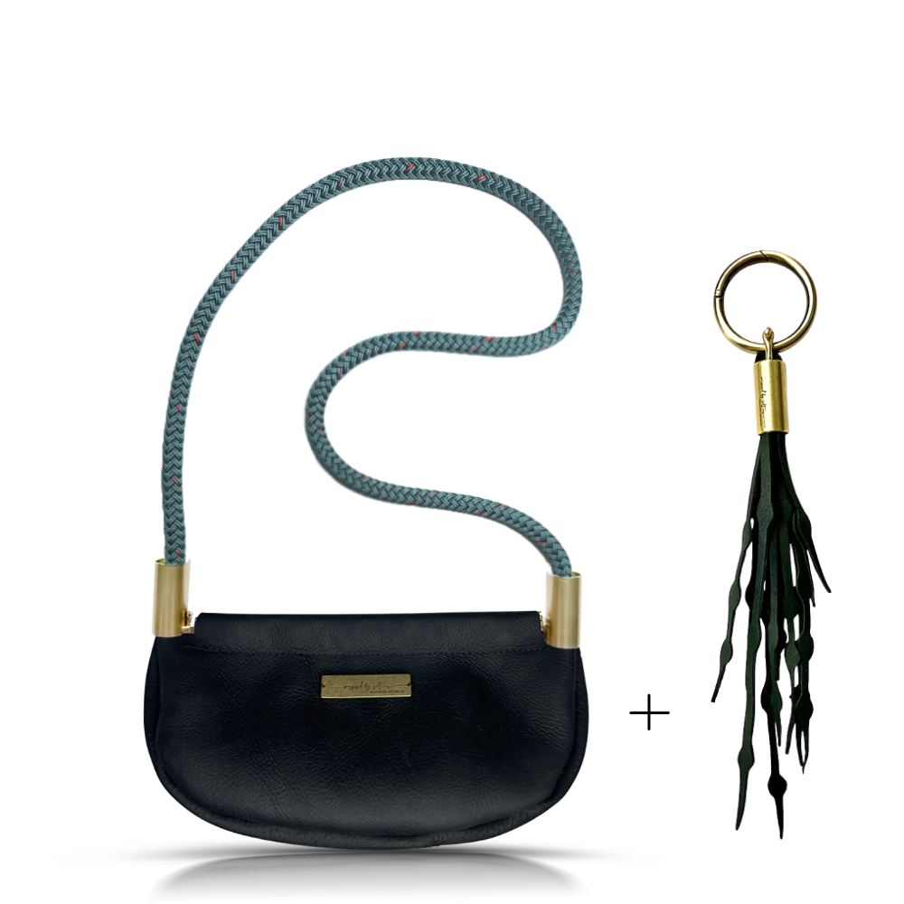 Clam Shell #Rope Color_Seaside Teal#Rope Handle Length_Shoulder (35")#Add Ons_Add a Matching Seaweed Tassel (save $10)