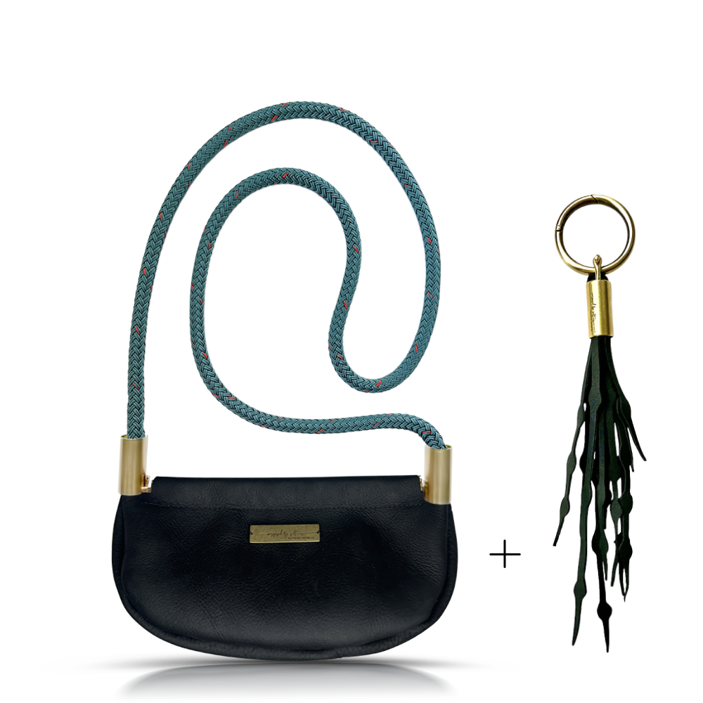 Clam Shell #Rope Color_Seaside Teal#Rope Handle Length_Crossbody (50")#Add Ons_Add a Matching Seaweed Tassel (save $10)
