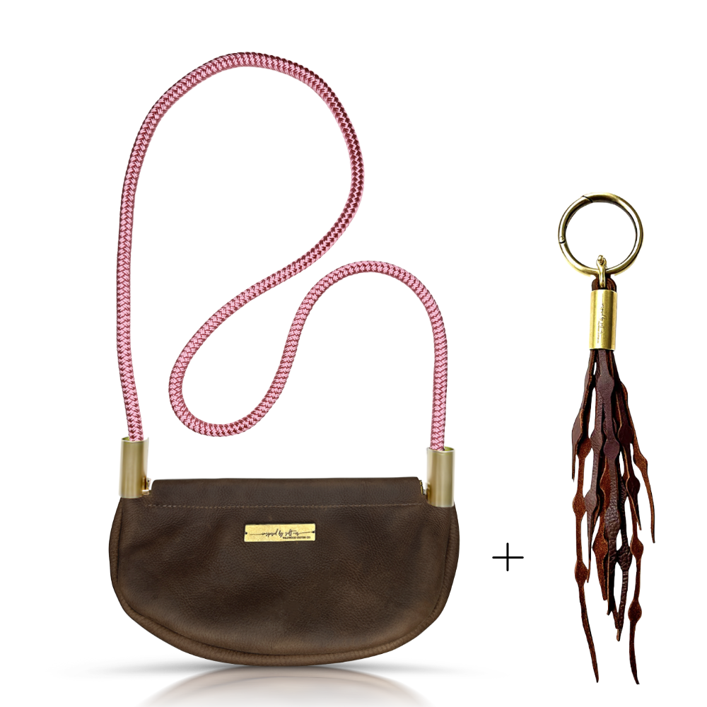 Clam Shell #Rope Color_Pink Beach Rose#Rope Handle Length_Crossbody (50")#Add Ons_Add a Matching Seaweed Tassel (save $10)