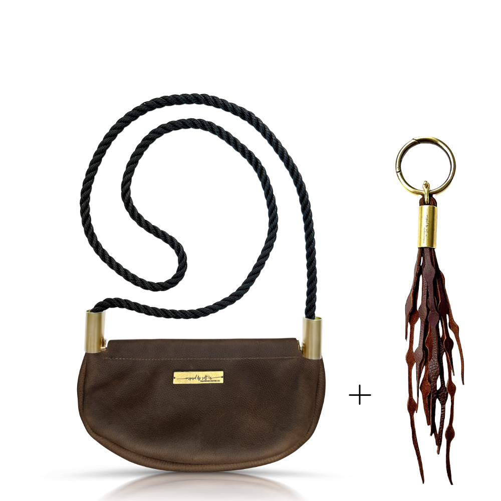 Clam Shell #Rope Color_Summer Night Black#Rope Handle Length_Crossbody (50")#Add Ons_Add a Matching Seaweed Tassel (save $10)