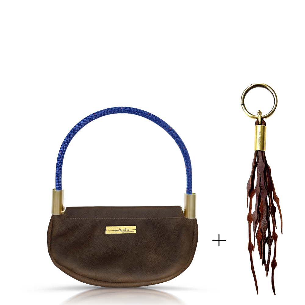 Clam Shell #Rope Color_Harborside Blue#Rope Handle Length_Wrist (19")#Add Ons_Add a Matching Seaweed Tassel (save $10)