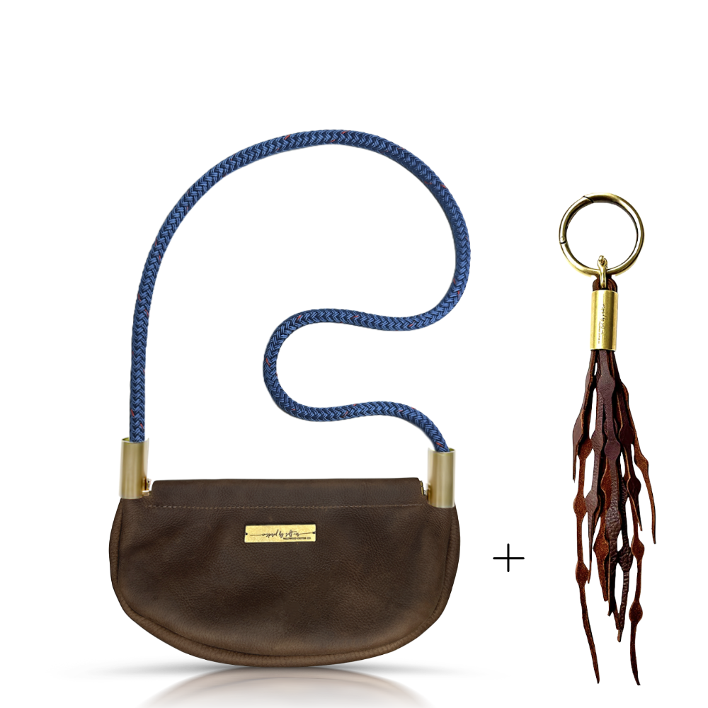 Clam Shell #Rope Color_Harborside Blue#Rope Handle Length_Shoulder (35")#Add Ons_Add a Matching Seaweed Tassel (save $10)