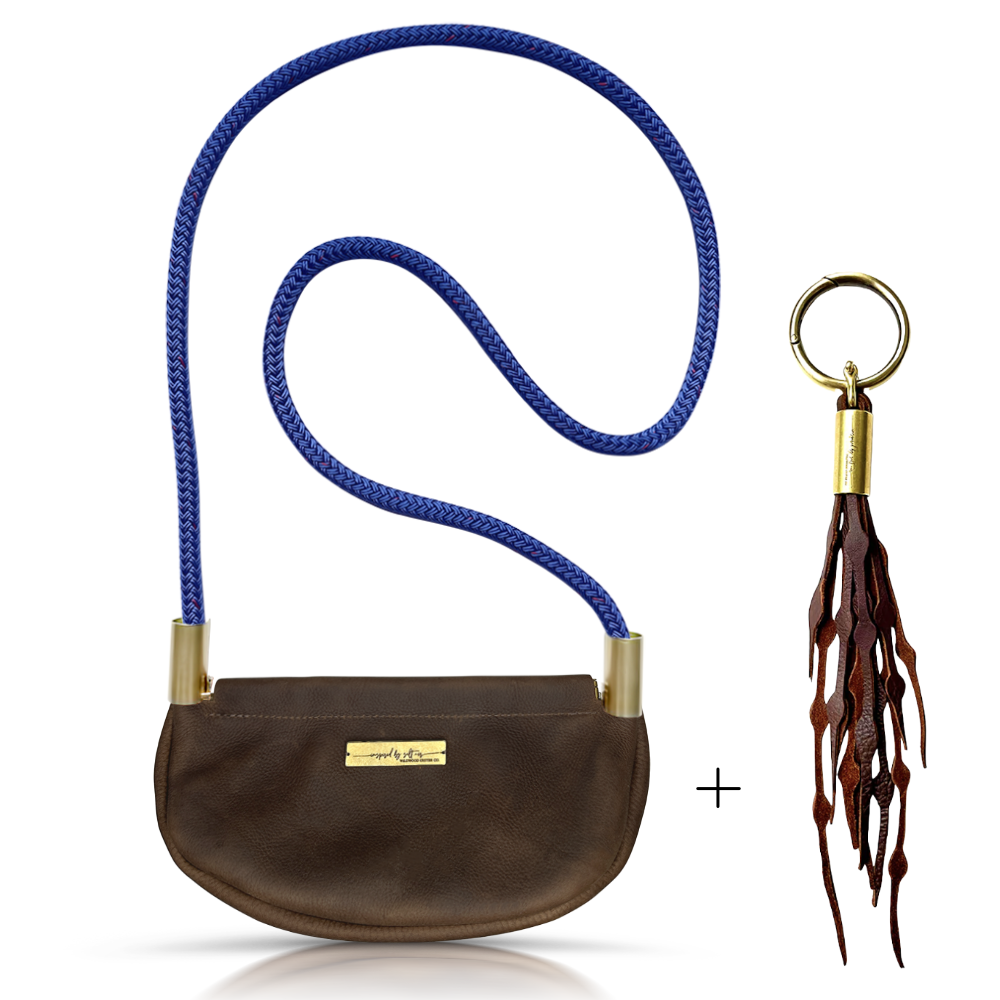 Clam Shell #Rope Color_Harborside Blue#Rope Handle Length_Crossbody (50")#Add Ons_Add a Matching Seaweed Tassel (save $10)