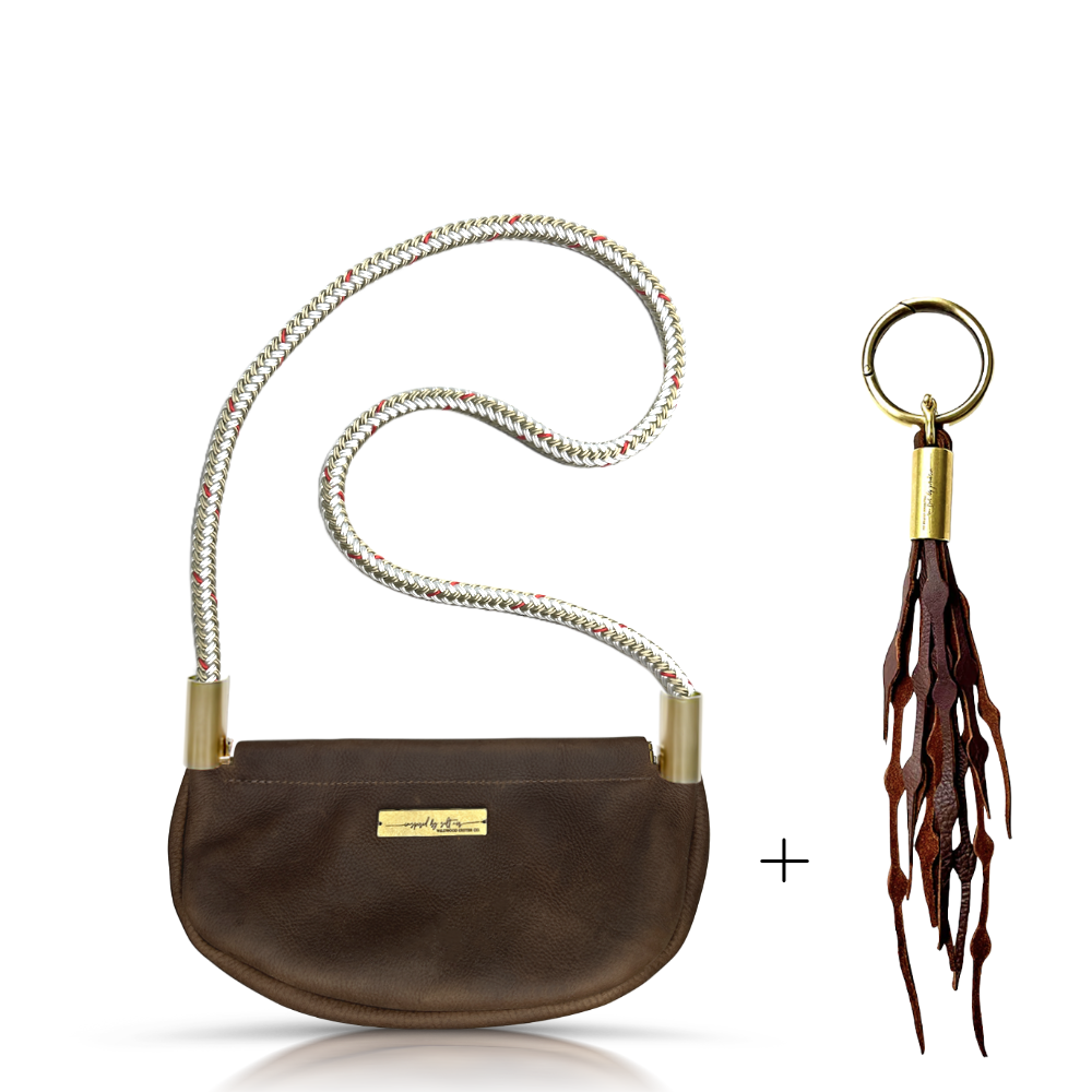 Clam Shell #Rope Color_Oyster Shell Gold#Rope Handle Length_Shoulder (35")#Add Ons_Add a Matching Seaweed Tassel (save $10)