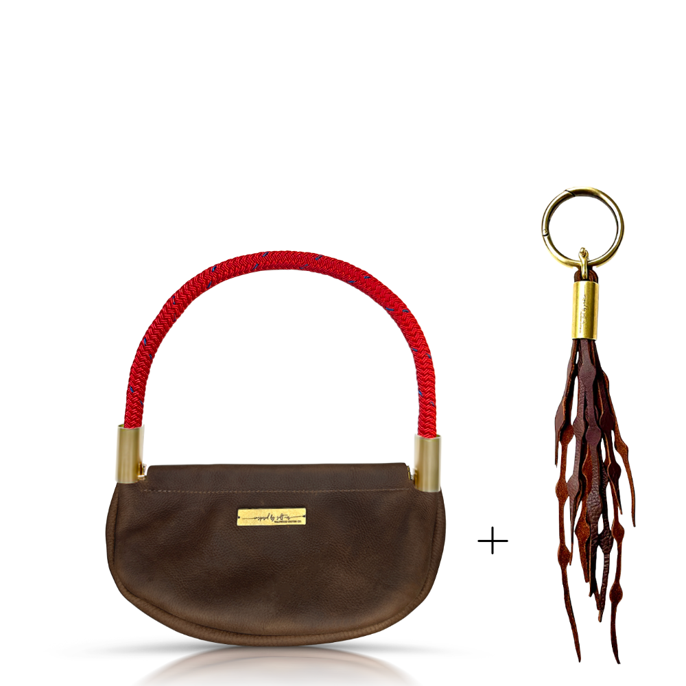 Clam Shell #Rope Color_Winterberry Red#Rope Handle Length_Wrist (19")#Add Ons_Add a Matching Seaweed Tassel (save $10)