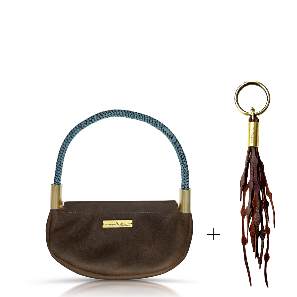 Clam Shell #Rope Color_Seaside Teal#Rope Handle Length_Wrist (19")#Add Ons_Add a Matching Seaweed Tassel (save $10)