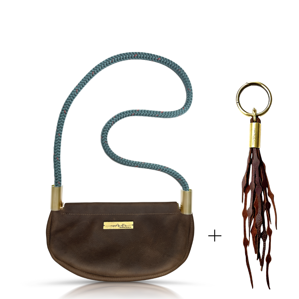 Clam Shell #Rope Color_Seaside Teal#Rope Handle Length_Shoulder (35")#Add Ons_Add a Matching Seaweed Tassel (save $10)