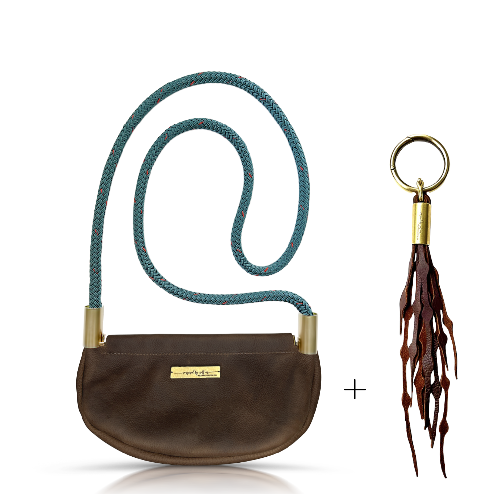 Clam Shell #Rope Color_Seaside Teal#Rope Handle Length_Crossbody (50")#Add Ons_Add a Matching Seaweed Tassel (save $10)