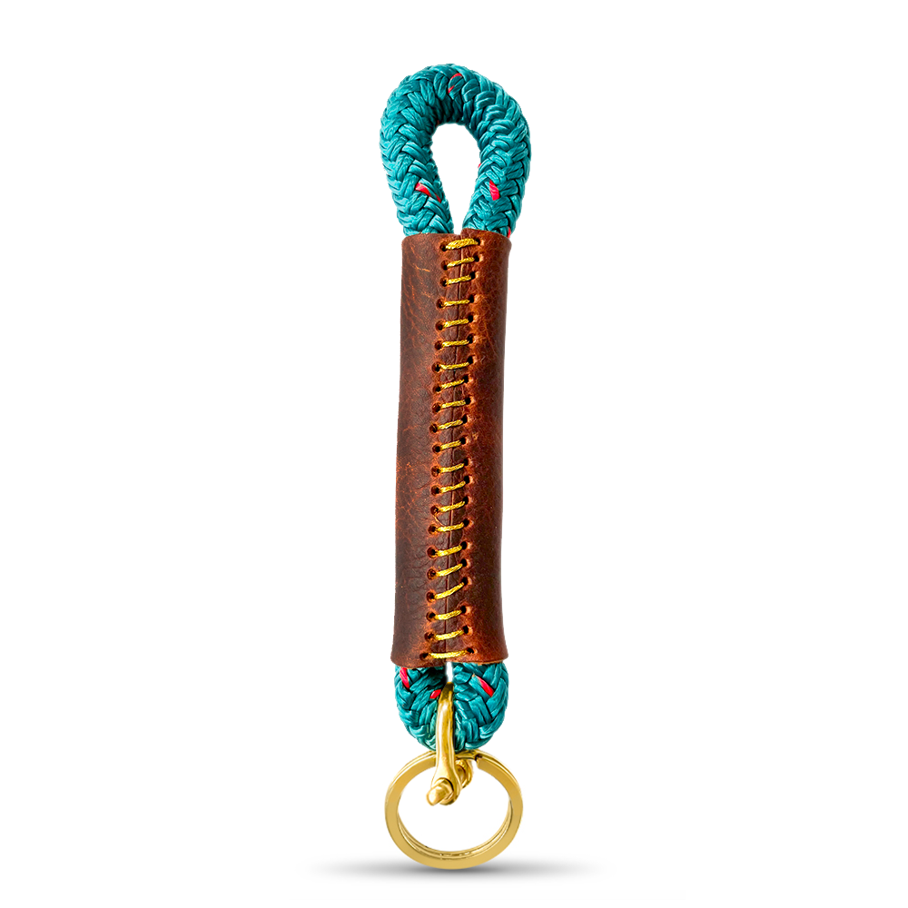 Rope + Leather Keychains #Keychain's Rope Color_Seaside Teal