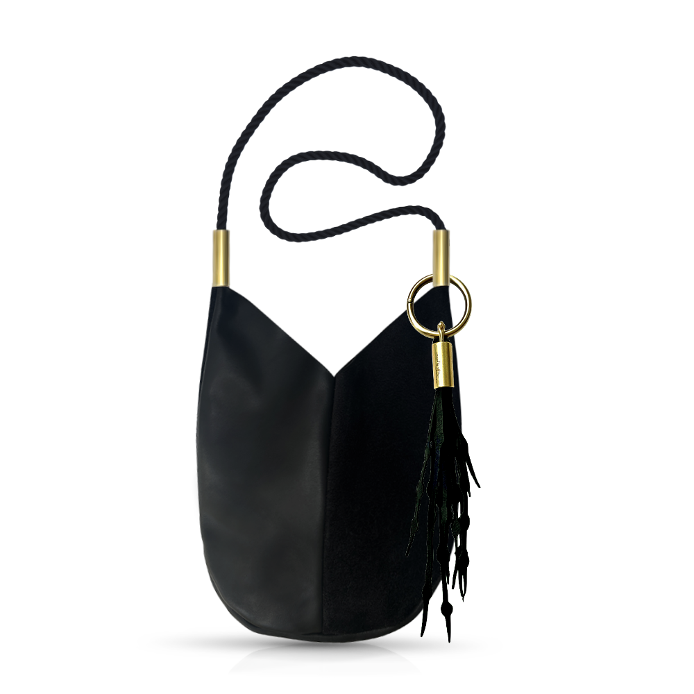 Mermaid Purse #Rope Color_Summer Night Black#Rope Handle Length_Shoulder (40")#Add Ons_Add a Matching Seaweed Tassel (save $10)