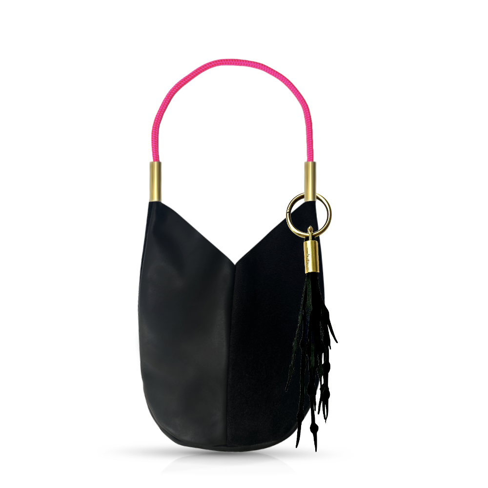 Mermaid Purse #Rope Color_Neon Pink#Rope Handle Length_Shoulder (25")#Add Ons_Add a Matching Seaweed Tassel (save $10)