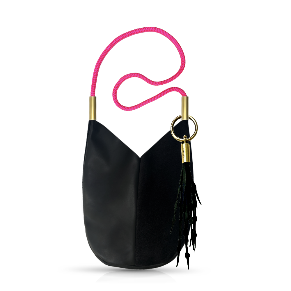 Mermaid Purse #Rope Color_Neon Pink#Rope Handle Length_Shoulder (40")#Add Ons_Add a Matching Seaweed Tassel (save $10)