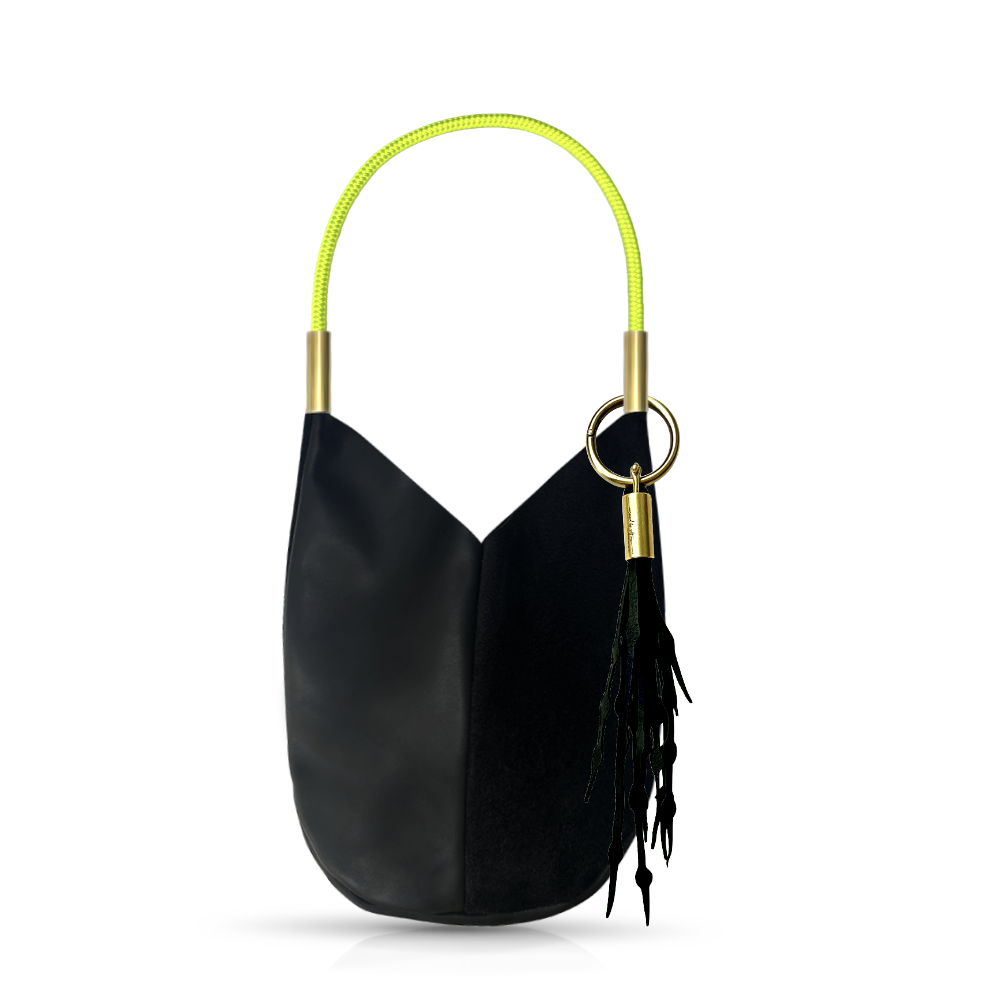 Mermaid Purse #Rope Color_Neon Yellow#Rope Handle Length_Shoulder (25")#Add Ons_Add a Matching Seaweed Tassel (save $10)