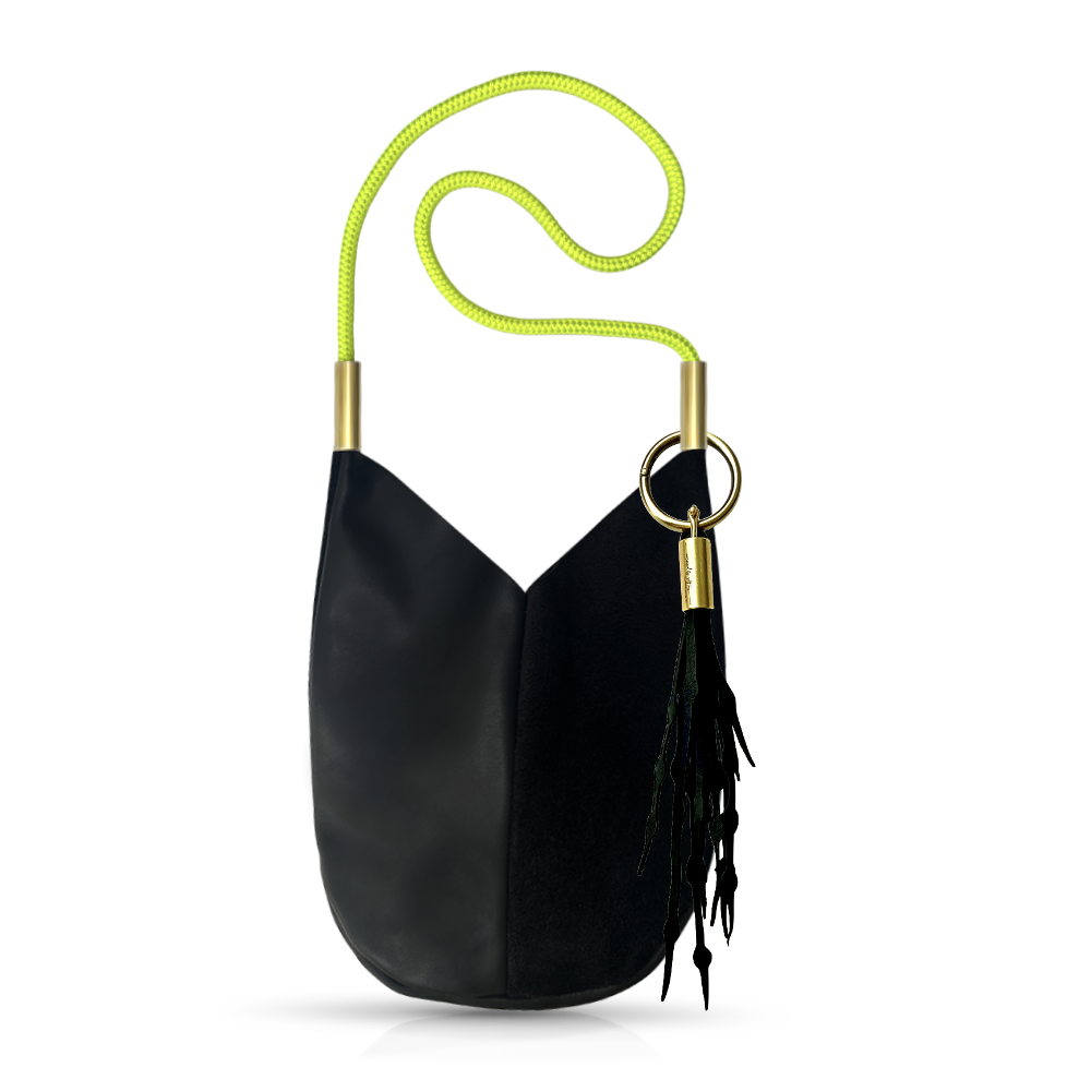 Mermaid Purse #Rope Color_Neon Yellow#Rope Handle Length_Shoulder (40")#Add Ons_Add a Matching Seaweed Tassel (save $10)