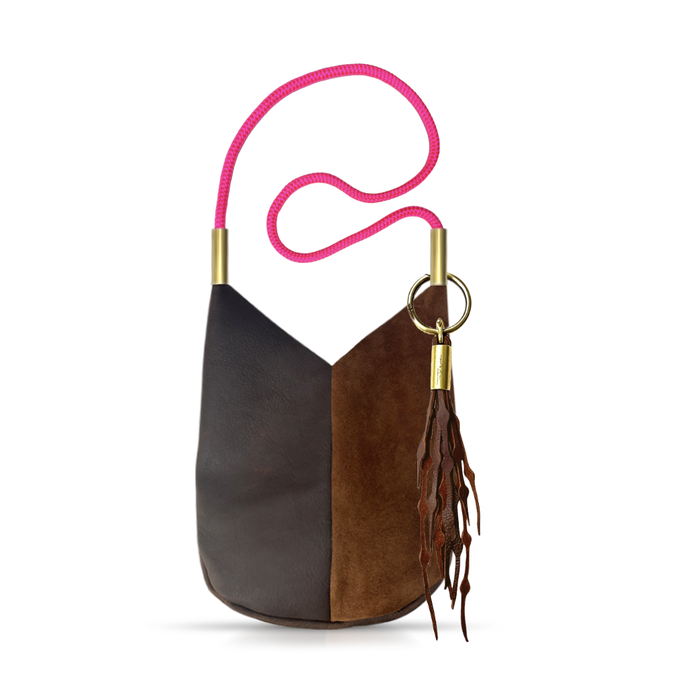 Mermaid Purse #Rope Color_Neon Pink#Rope Handle Length_Shoulder (40")#Add Ons_Add a Matching Seaweed Tassel (save $10)