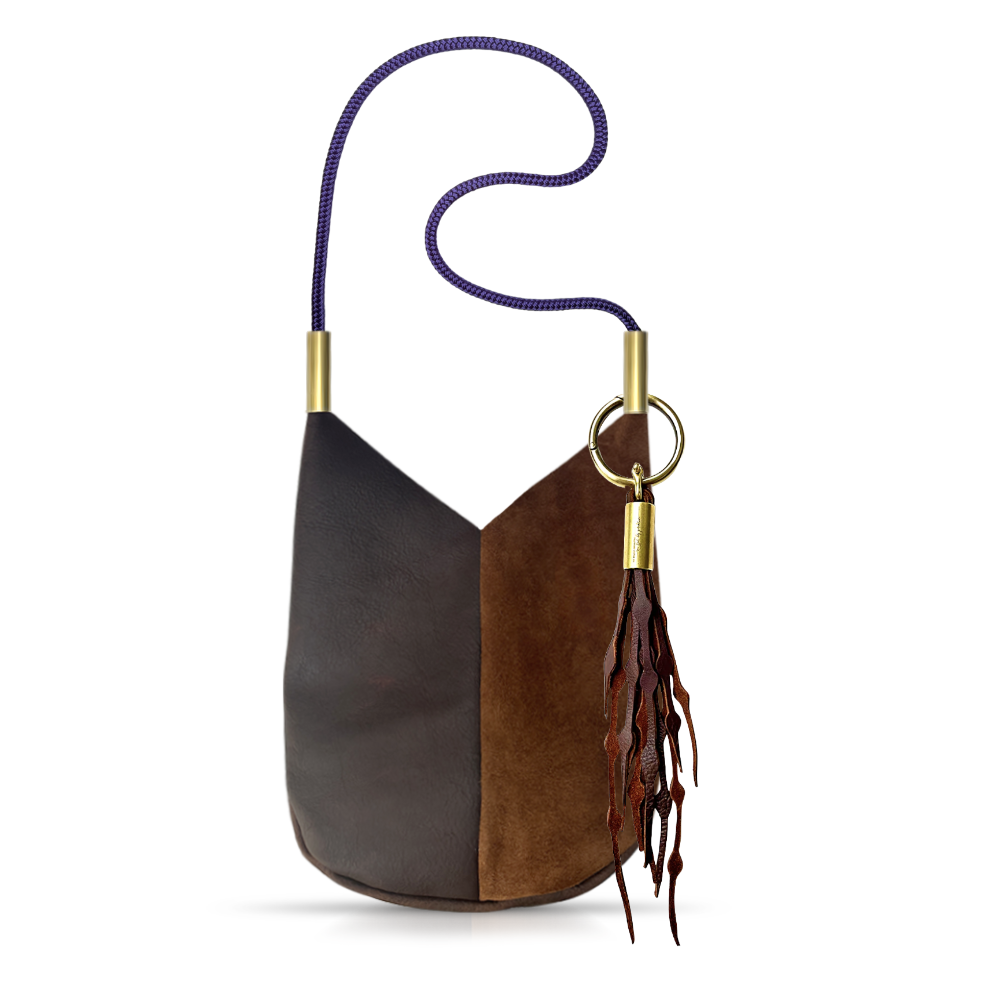 Mermaid Purse #Rope Color_Purple Mussel Shell#Rope Handle Length_Shoulder (40")#Add Ons_Add a Matching Seaweed Tassel (save $10)