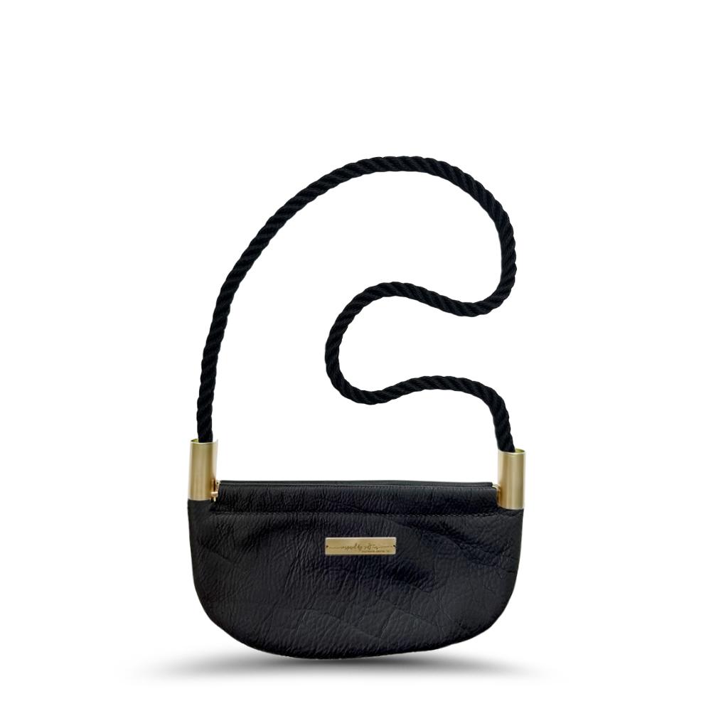 Oyster Shell #Rope Color_Summer Night Black#Rope Handle Length_Shoulder (35")#Add Ons_Handbag Only