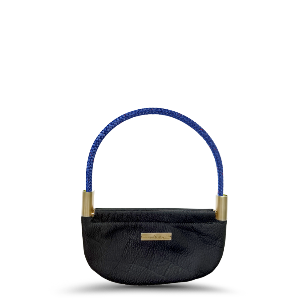 Oyster Shell #Rope Color_Harborside Blue#Rope Handle Length_Wrist (19")#Add Ons_Handbag Only