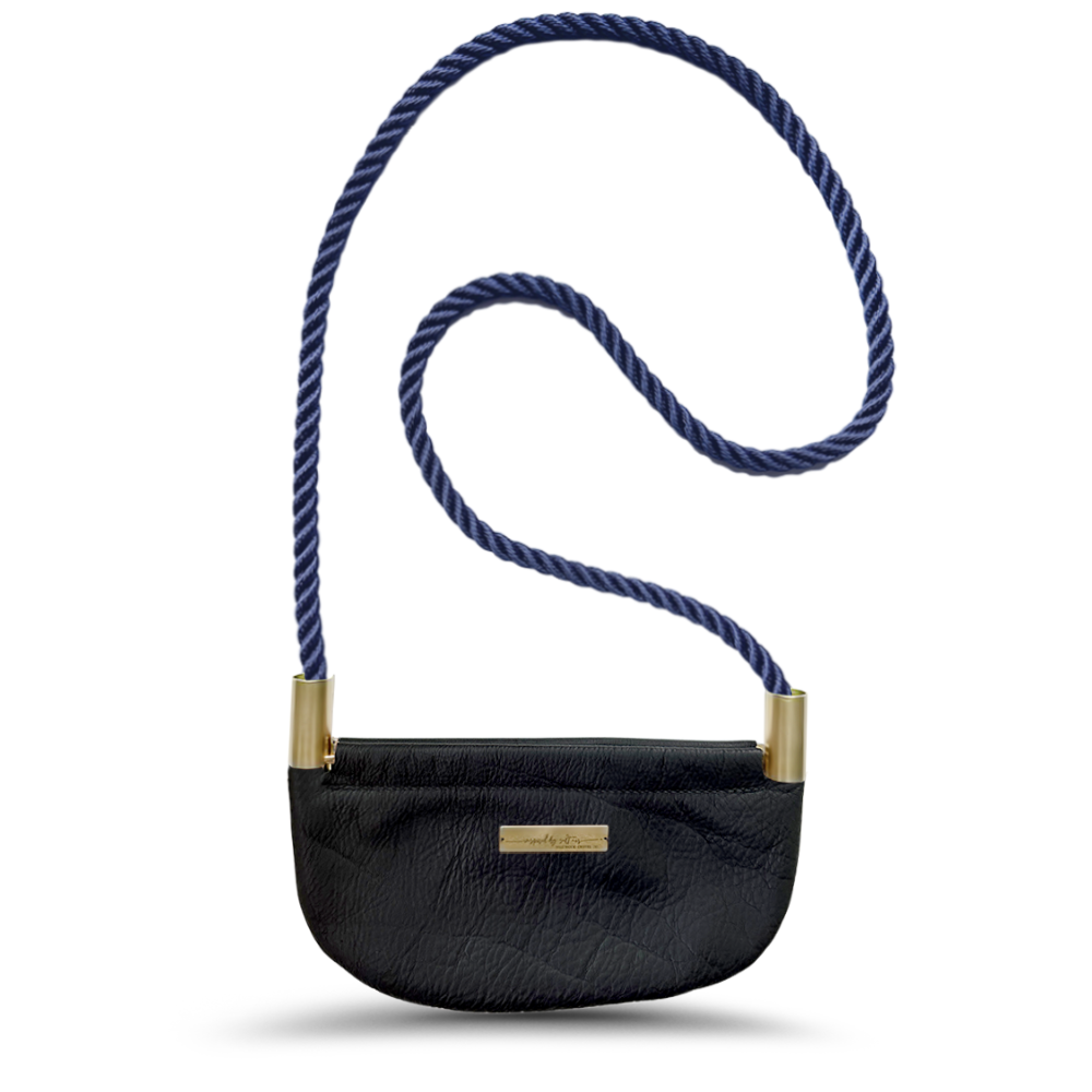 Oyster Shell #Rope Color_New England Navy#Rope Handle Length_Crossbody (50")#Add Ons_Handbag Only