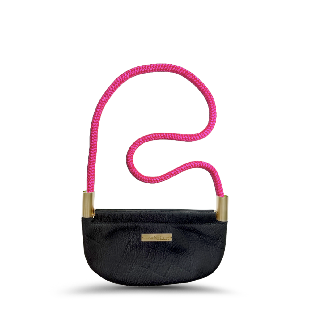 Oyster Shell #Rope Color_Neon Pink#Rope Handle Length_Shoulder (35")#Add Ons_Handbag Only