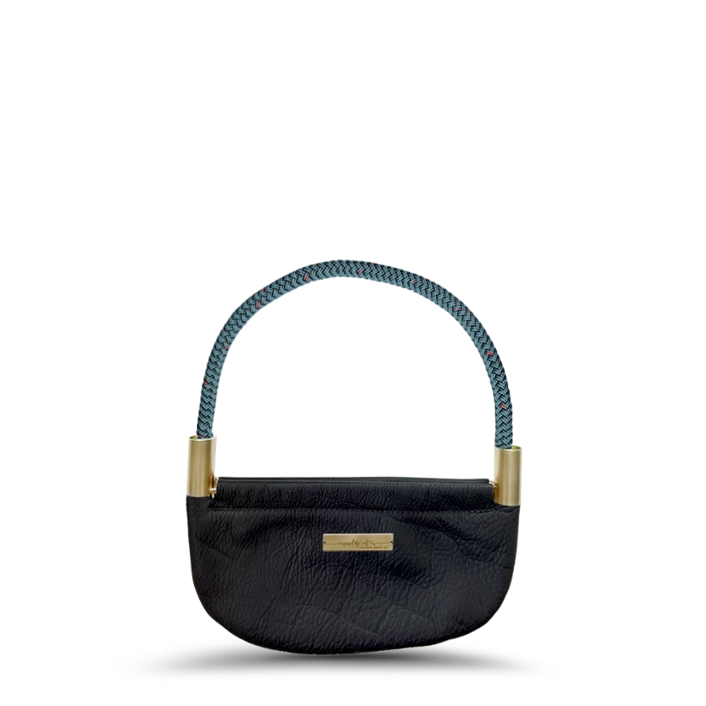 Oyster Shell #Rope Color_Seaside Teal#Rope Handle Length_Wrist (19")#Add Ons_Handbag Only