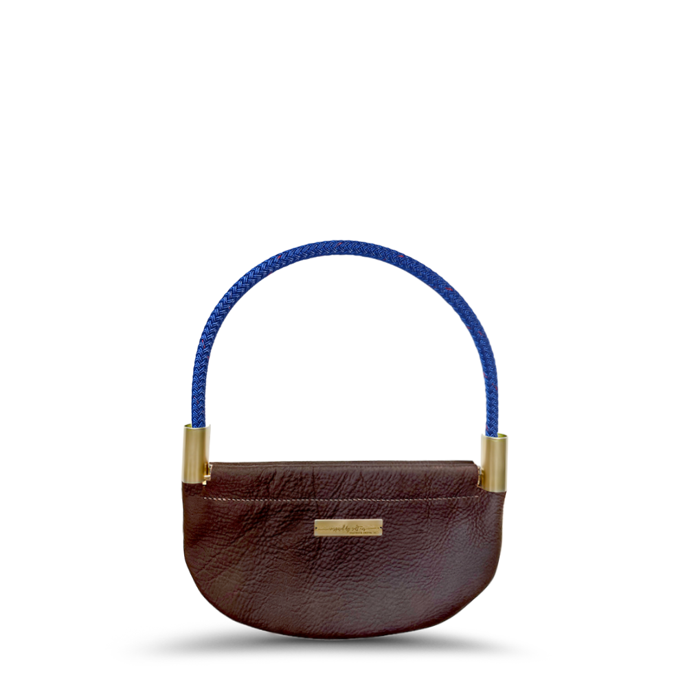 Oyster Shell #Rope Color_Harborside Blue#Rope Handle Length_Wrist (19")#Add Ons_Handbag Only