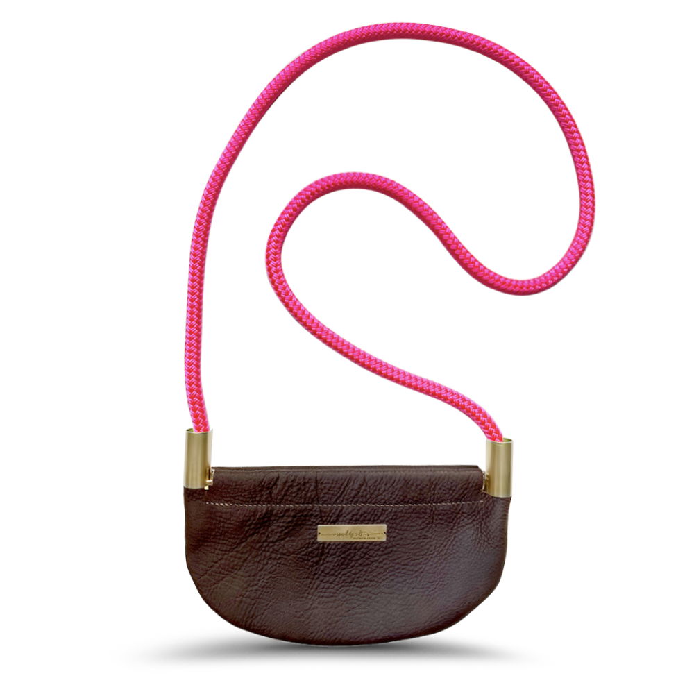 Oyster Shell #Rope Color_Neon Pink#Rope Handle Length_Crossbody (50")#Add Ons_Handbag Only