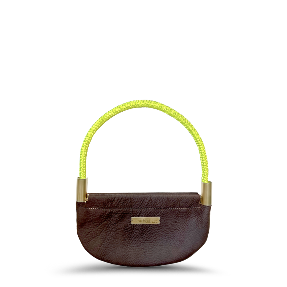 Oyster Shell #Rope Color_Neon Yellow#Rope Handle Length_Wrist (19")#Add Ons_Handbag Only
