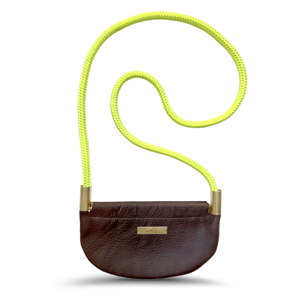 Oyster Shell #Rope Color_Neon Yellow#Rope Handle Length_Crossbody (50")#Add Ons_Handbag Only