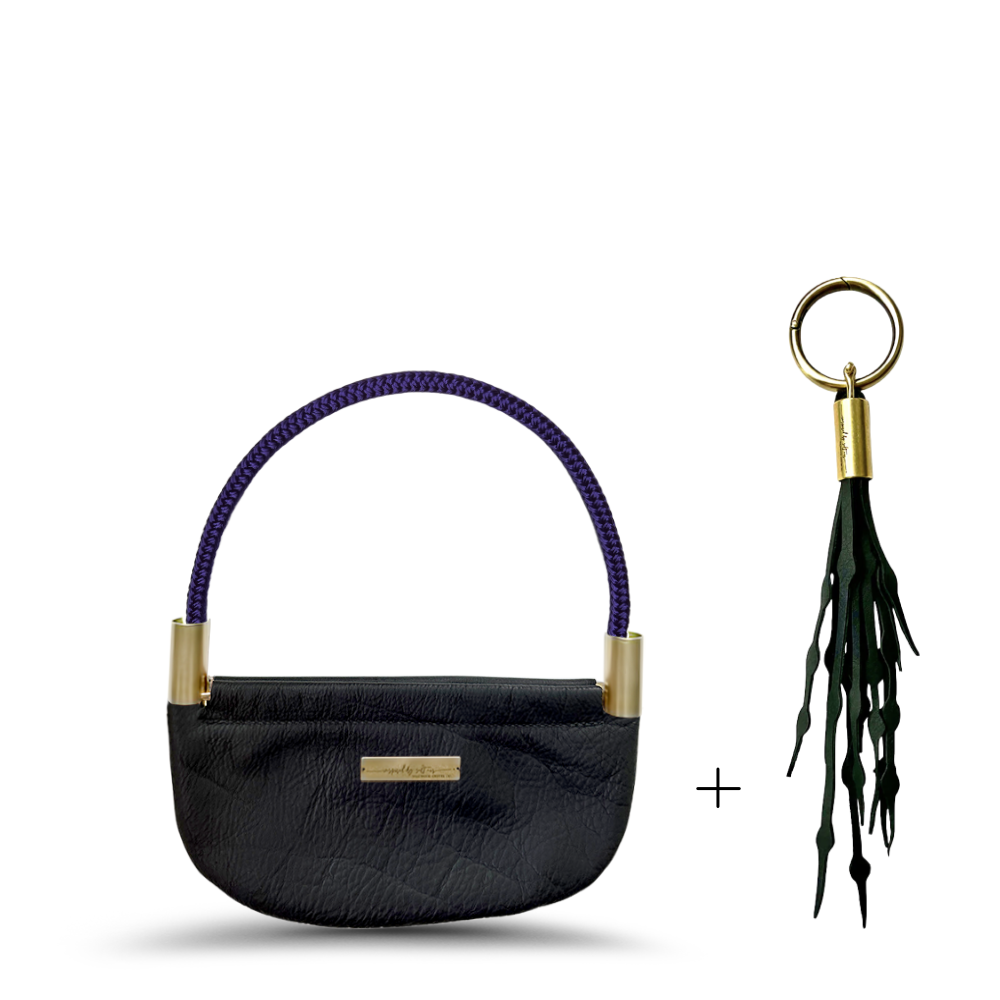 Oyster Shell #Rope Color_Purple Mussel Shell#Rope Handle Length_Wrist (19")#Add Ons_Add a Matching Seaweed Tassel (save $10)