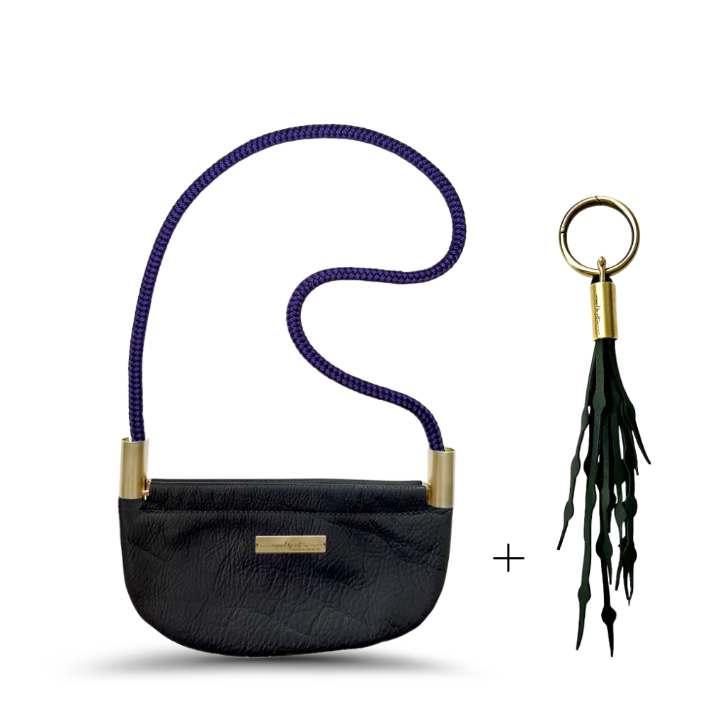 Oyster Shell #Rope Color_Purple Mussel Shell#Rope Handle Length_Shoulder (35")#Add Ons_Add a Matching Seaweed Tassel (save $10)