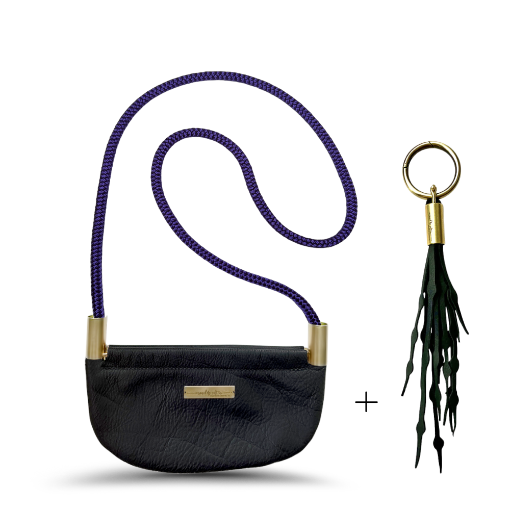 Oyster Shell #Rope Color_Purple Mussel Shell#Rope Handle Length_Crossbody (50")#Add Ons_Add a Matching Seaweed Tassel (save $10)