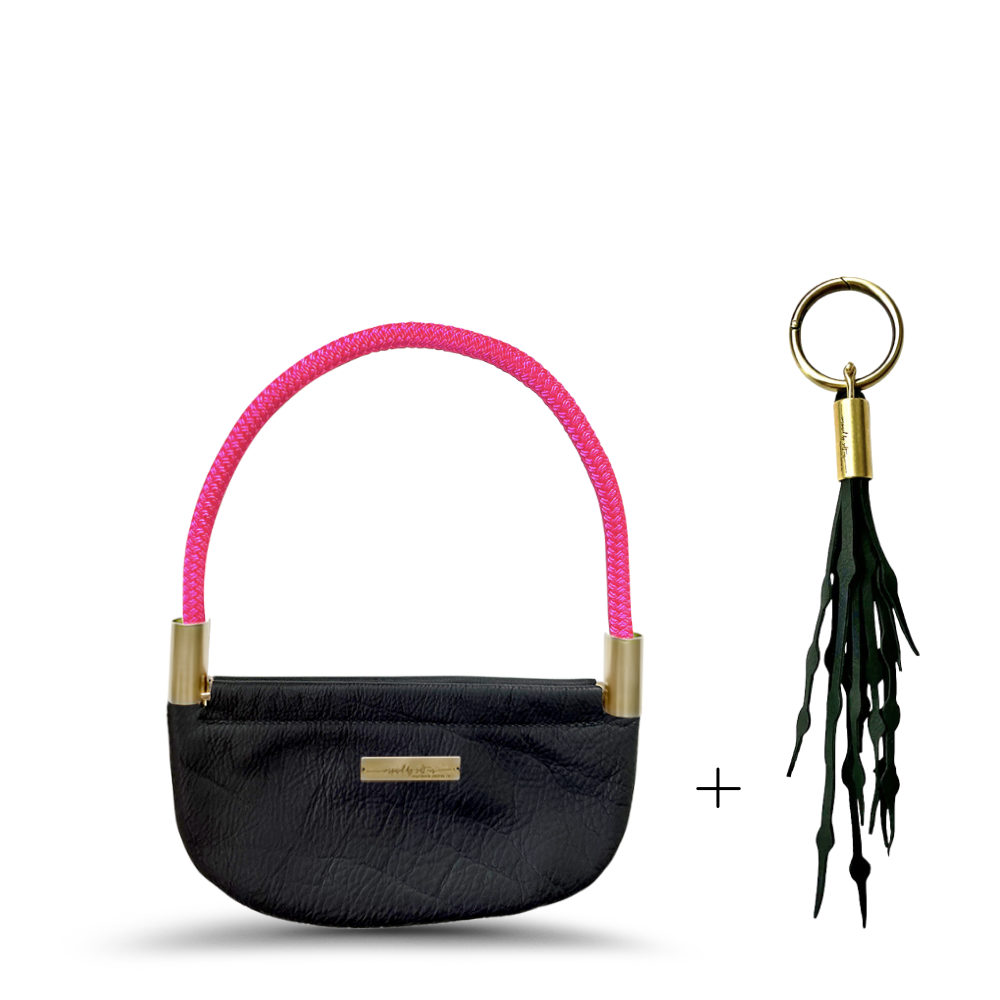 Oyster Shell #Rope Color_Neon Pink#Rope Handle Length_Wrist (19")#Add Ons_Add a Matching Seaweed Tassel (save $10)