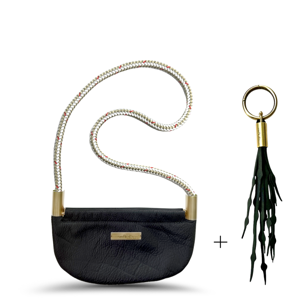 Oyster Shell #Rope Color_Oyster Shell Gold#Rope Handle Length_Shoulder (35")#Add Ons_Add a Matching Seaweed Tassel (save $10)