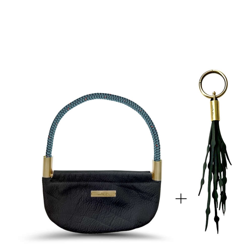 Oyster Shell #Rope Color_Seaside Teal#Rope Handle Length_Wrist (19")#Add Ons_Add a Matching Seaweed Tassel (save $10)